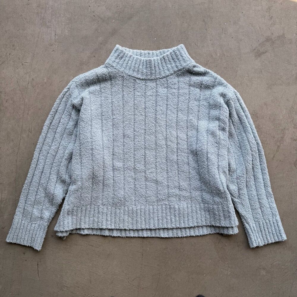 Eileen Fisher Womens XL Organic Cotton Cashmere Boucle Knit Sweater Blue Preppy